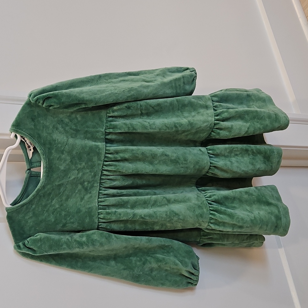 Green velvet Mini Boden girls dress